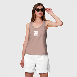 Майка женская хлопок Zenless Zone Zero logotype, цвет: пыльно-розовый — фото 2