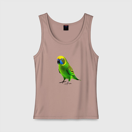 Женская майка Зеленый попугай / Пыльно-розовый – фото 1