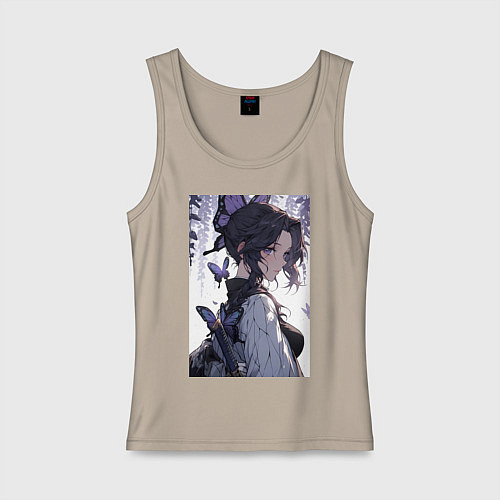 Женская майка Клинок, рассекающий демонов Синобу Котё бабочка / Миндальный – фото 1