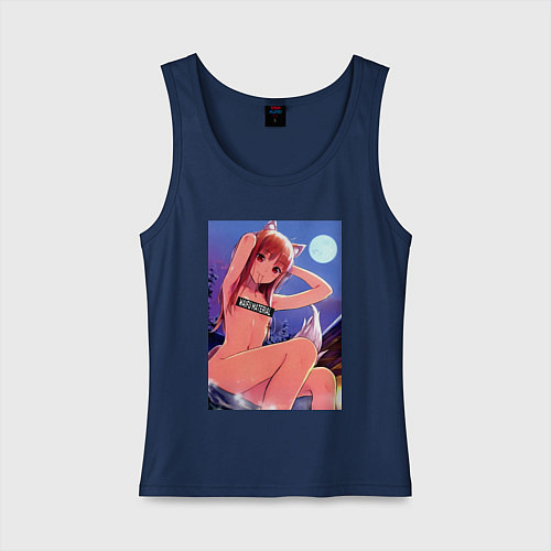 Женская майка Волчица и пряности Холо waifu / Тёмно-синий – фото 1