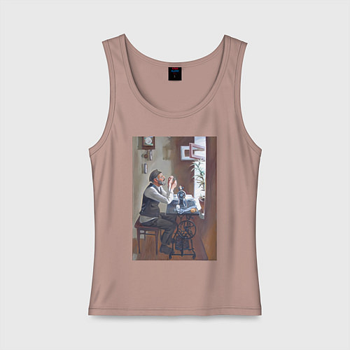 Женская майка Портной швея - живопись / Пыльно-розовый – фото 1