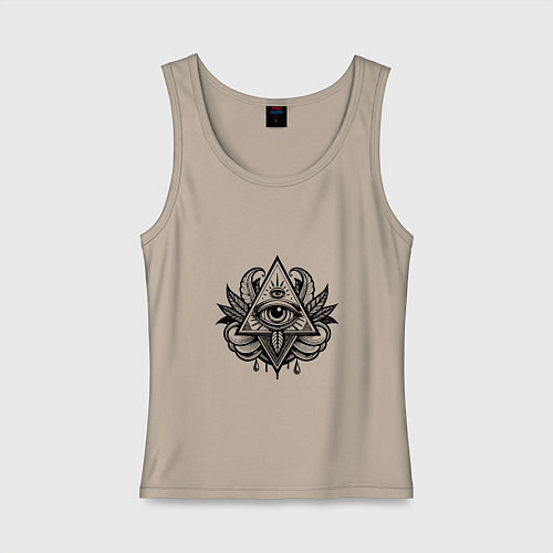 Женская майка Всевидящее око - пирамида / Миндальный – фото 1