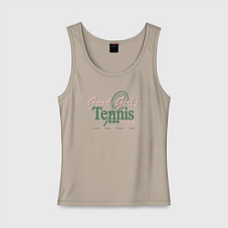 Майка женская хлопок Good girls tennis club, цвет: миндальный