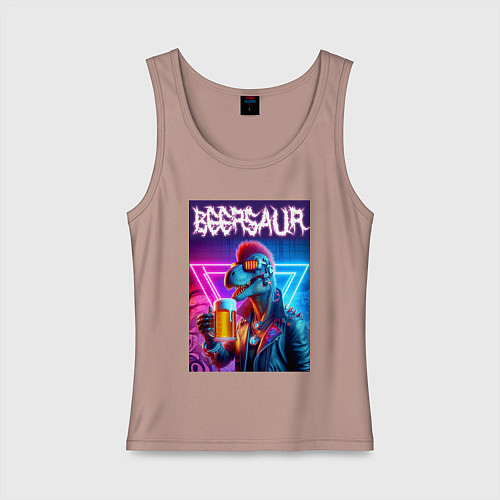 Женская майка Cyber beersaur - neon glow / Пыльно-розовый – фото 1