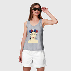 Майка женская хлопок Женский портрет: девушка в венке триколор, цвет: меланж — фото 2