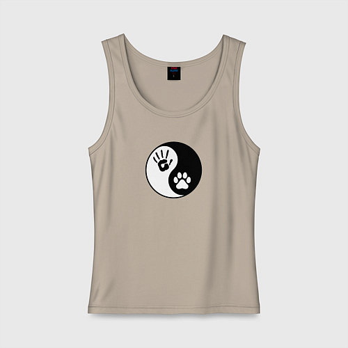 Женская майка Инь ян символ квадробика / Миндальный – фото 1