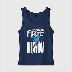 Майка женская хлопок Free Durov - Телеграм разрывает цепи, цвет: тёмно-синий