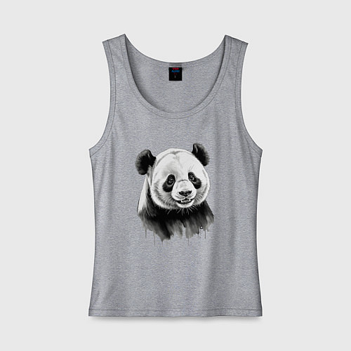 Женская майка Панда портрет черно белый / Меланж – фото 1