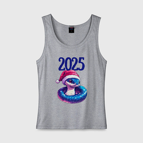 Женская майка Новогодняя синяя змея 2025 / Меланж – фото 1