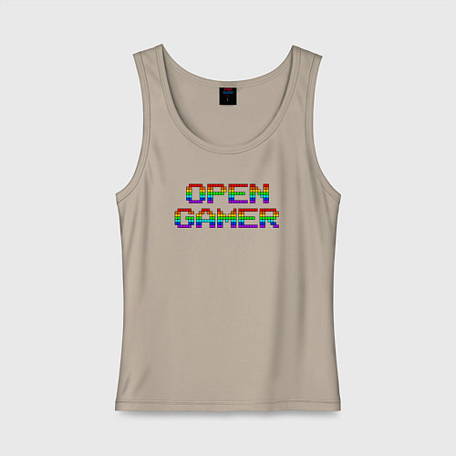 Женская майка Open gamer logo / Миндальный – фото 1