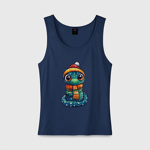 Женская майка Маленькая милая змейка 2025 / Тёмно-синий – фото 1