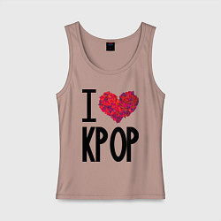 Майка женская хлопок I love kpop, цвет: пыльно-розовый