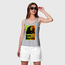 Майка женская хлопок Bob Marley: Jamaica, цвет: меланж — фото 2