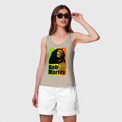 Майка женская хлопок Bob Marley: Jamaica, цвет: миндальный — фото 2