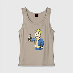 Майка женская хлопок Fallout vault boy, цвет: миндальный