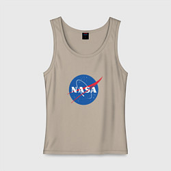 Майка женская хлопок NASA: Logo, цвет: миндальный