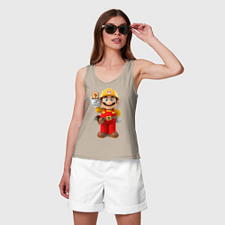 Майка женская хлопок Super Mario, цвет: миндальный — фото 2