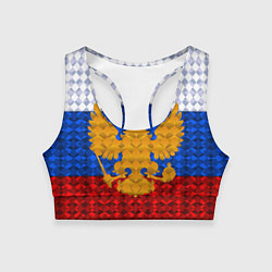 Топик спортивный женский Россия: полигоны, цвет: 3D-принт