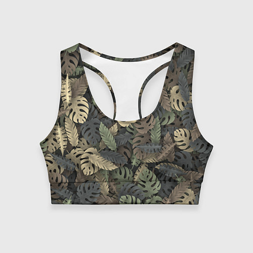 Женский спортивный топ Тропический камуфляж / 3D-принт – фото 1