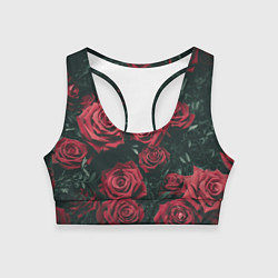 Топик спортивный женский Бархатные розы, цвет: 3D-принт