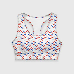 Женский спортивный топ Россия: триколор-узор