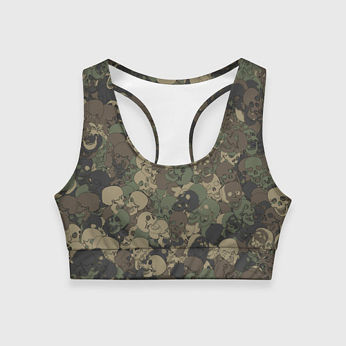 Женский спортивный топ Камуфляж с черепами / 3D-принт – фото 1