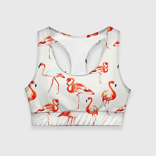Женский спортивный топ Оранжевые фламинго / 3D-принт – фото 1