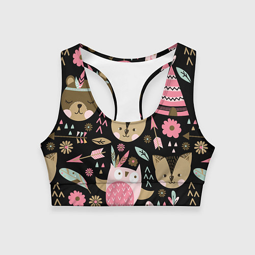 Женский спортивный топ Лесные друзья / 3D-принт – фото 1