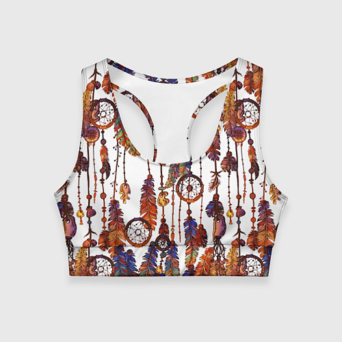 Женский спортивный топ Бохо перья / 3D-принт – фото 1