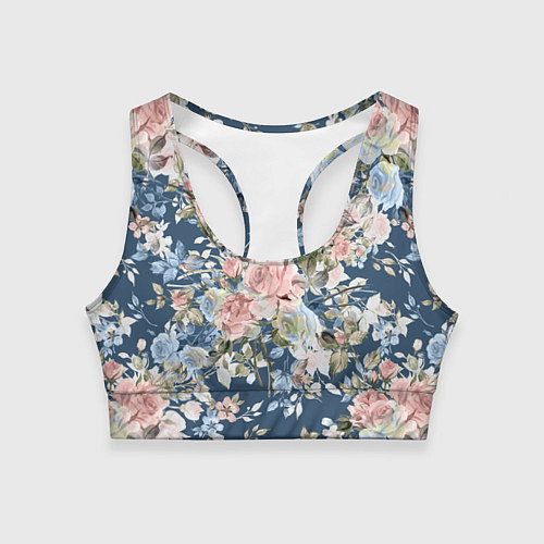 Женский спортивный топ Цветущие розы / 3D-принт – фото 1