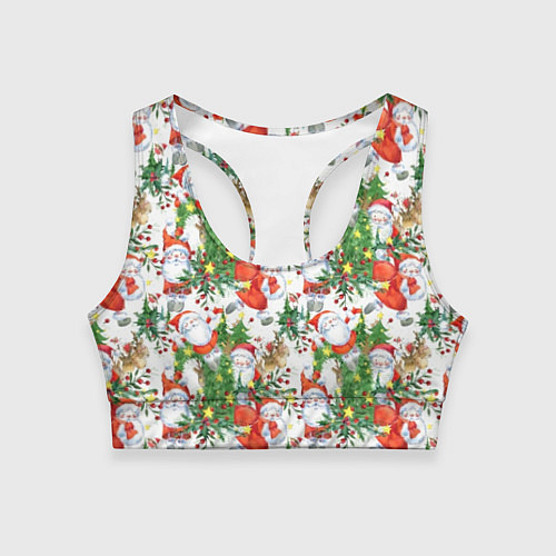 Женский спортивный топ Деды Морозы с подарками - паттерн / 3D-принт – фото 1