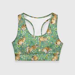 Женский спортивный топ Милые зайчата на полянке