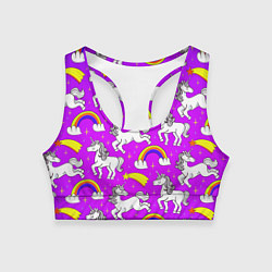 Топик спортивный женский Единороги паттерн, цвет: 3D-принт
