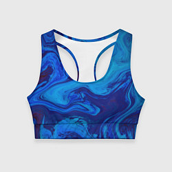 Топик спортивный женский Абстракция синяя с голубым, цвет: 3D-принт