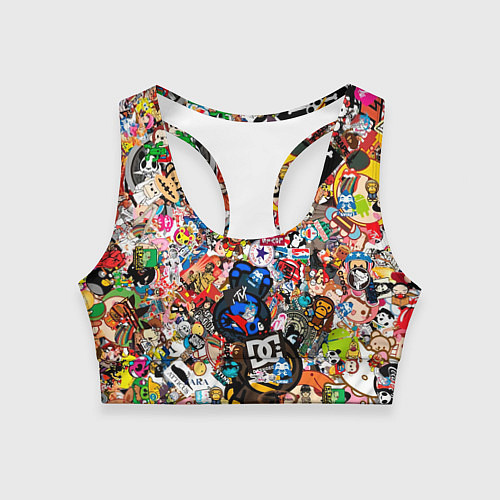 Женский спортивный топ Стикеры / 3D-принт – фото 1