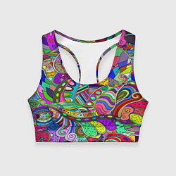 Топик спортивный женский Дудлы узор разноцветный хиппи, цвет: 3D-принт