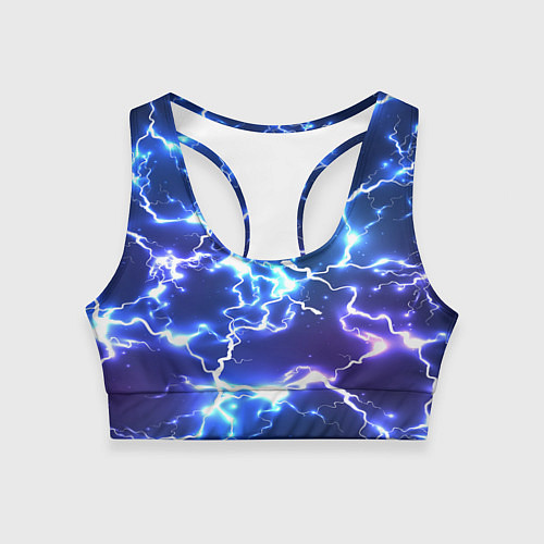 Женский спортивный топ СВЕТЯЩИЕСЯ МОЛНИИ / 3D-принт – фото 1