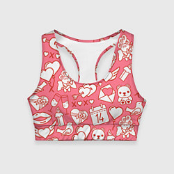 Топик спортивный женский Valentines Pattern, цвет: 3D-принт