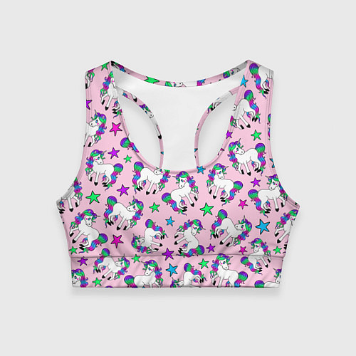 Женский спортивный топ Единороги и звезды / 3D-принт – фото 1