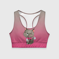 Топик спортивный женский Кошечка с бантиком, цвет: 3D-принт