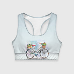 Топик спортивный женский Акварельный велосипед, цвет: 3D-принт