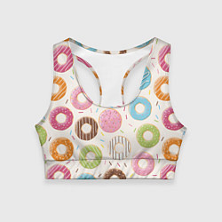 Топик спортивный женский Пончики Donuts, цвет: 3D-принт