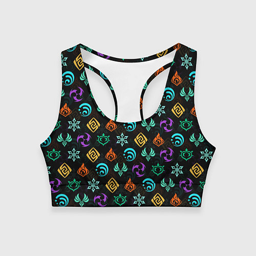 Женский спортивный топ GENSHIN IMPACT ЭМБЛЕМЫ / 3D-принт – фото 1