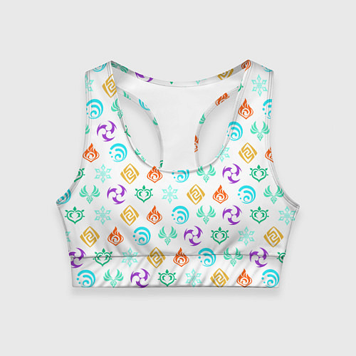 Женский спортивный топ GENSHIN IMPACT ЭМБЛЕМЫ / 3D-принт – фото 1