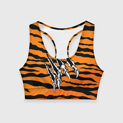 Топик спортивный женский След от когтей тигра, цвет: 3D-принт