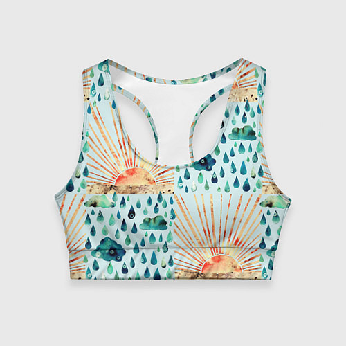 Женский спортивный топ Осенний паттерн: Дождь и солнце / 3D-принт – фото 1