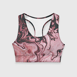 Топик спортивный женский Розовые Разводы С черными, цвет: 3D-принт