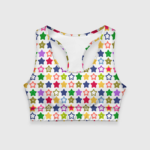 Женский спортивный топ Разноцветные звездочки / 3D-принт – фото 1
