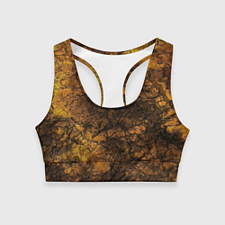 Топик спортивный женский Желто-черная текстура камня, цвет: 3D-принт