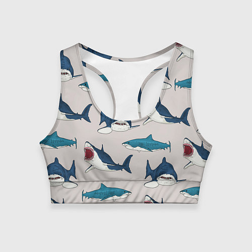 Женский спортивный топ Кровожадные акулы паттерн / 3D-принт – фото 1